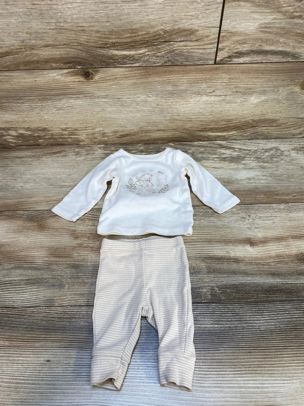 Carter's 2pc Embroidered Shirt & Pants Cream sz Newborn