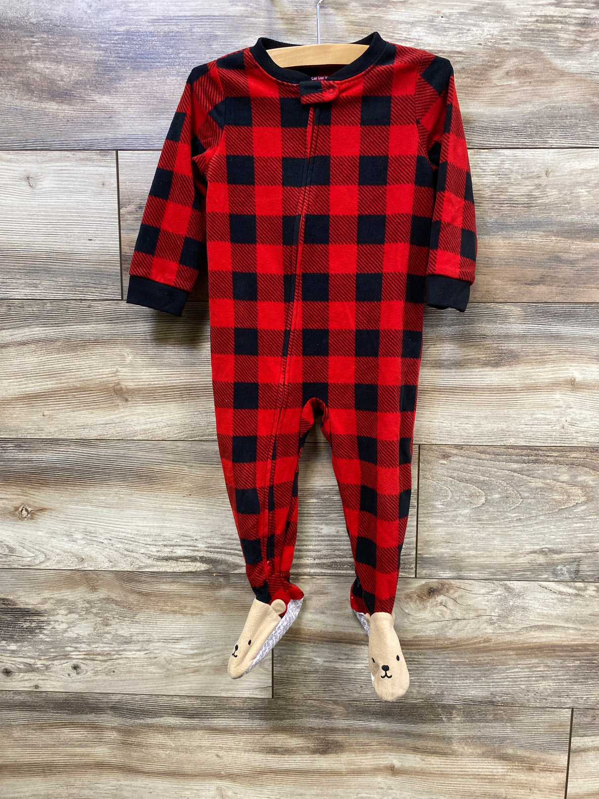 Carter's Buffalo Plaid Blanket Sleeper Red sz 24m