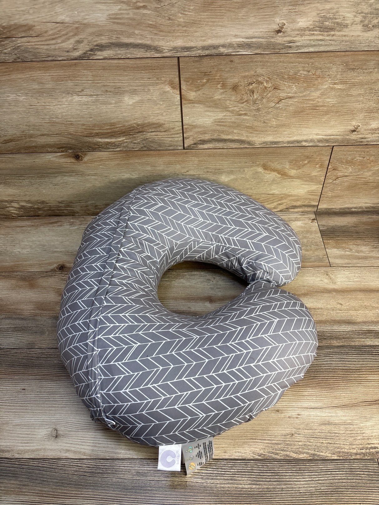 Boppy Nursing Pillow with Grey Chevron Slipcover