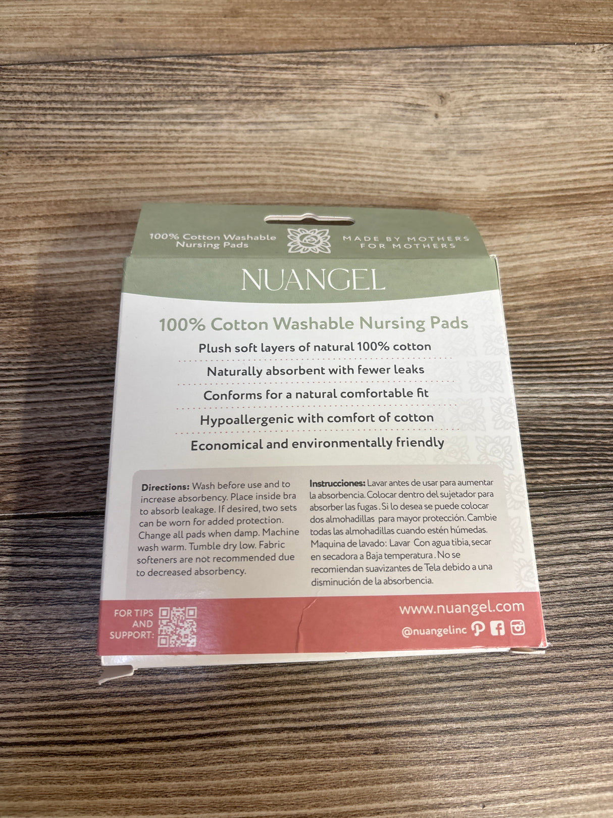 NEW Nuangel 100% Cotton Washable Nursing Pads 4ct