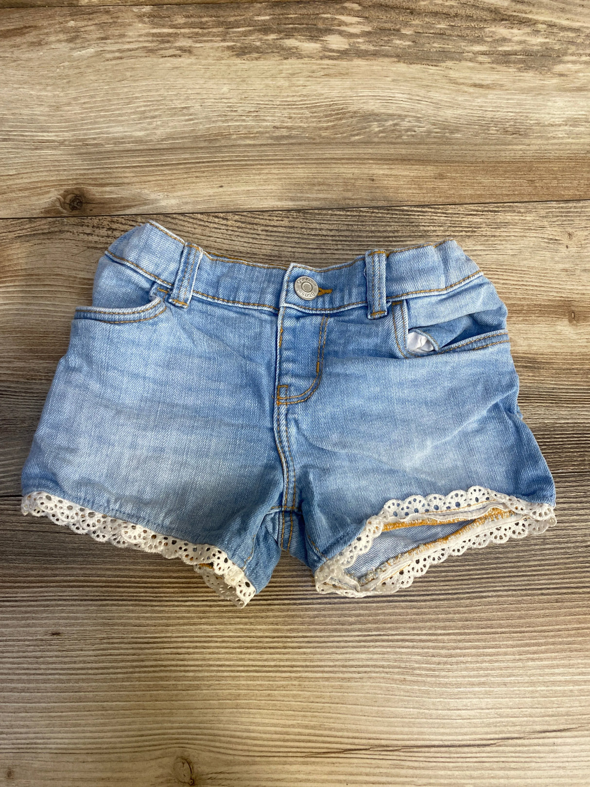 OshKosh Denim Eyelet Trim Shorts Light Blue sz 3T