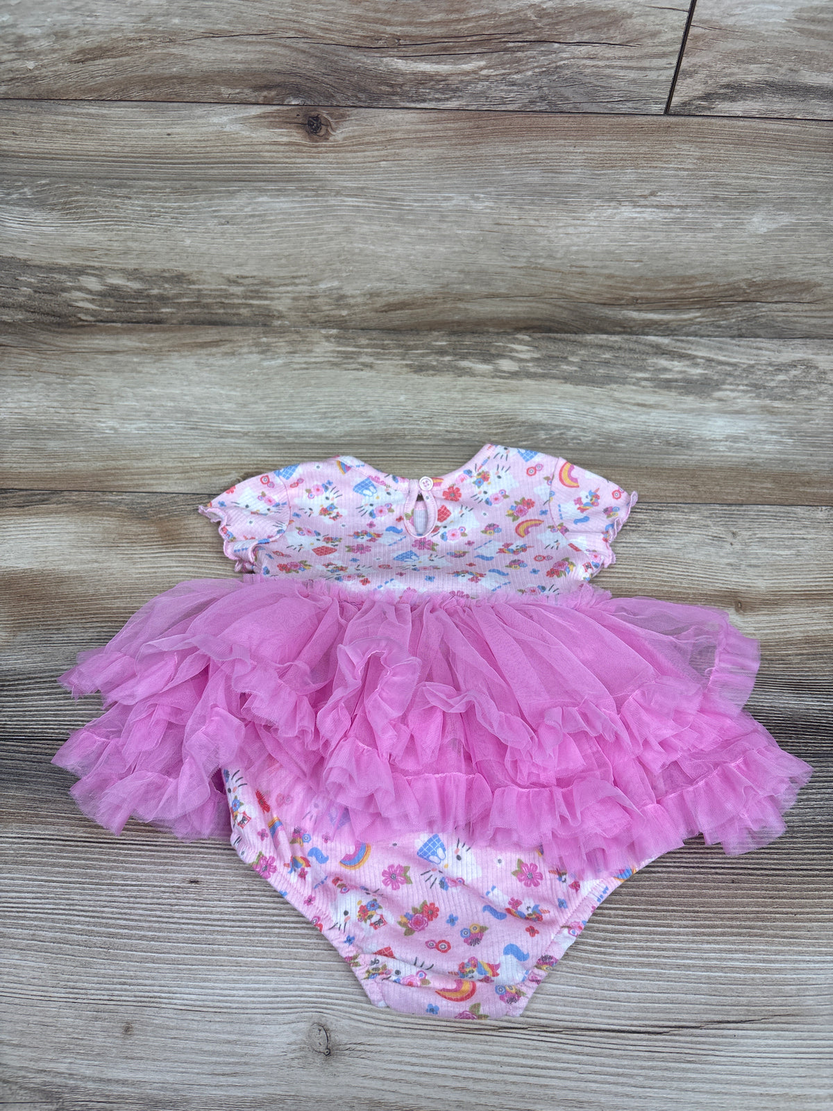 Hello Kitty Ribbed Tutu Bodysuit Dress Pink sz 6/9m