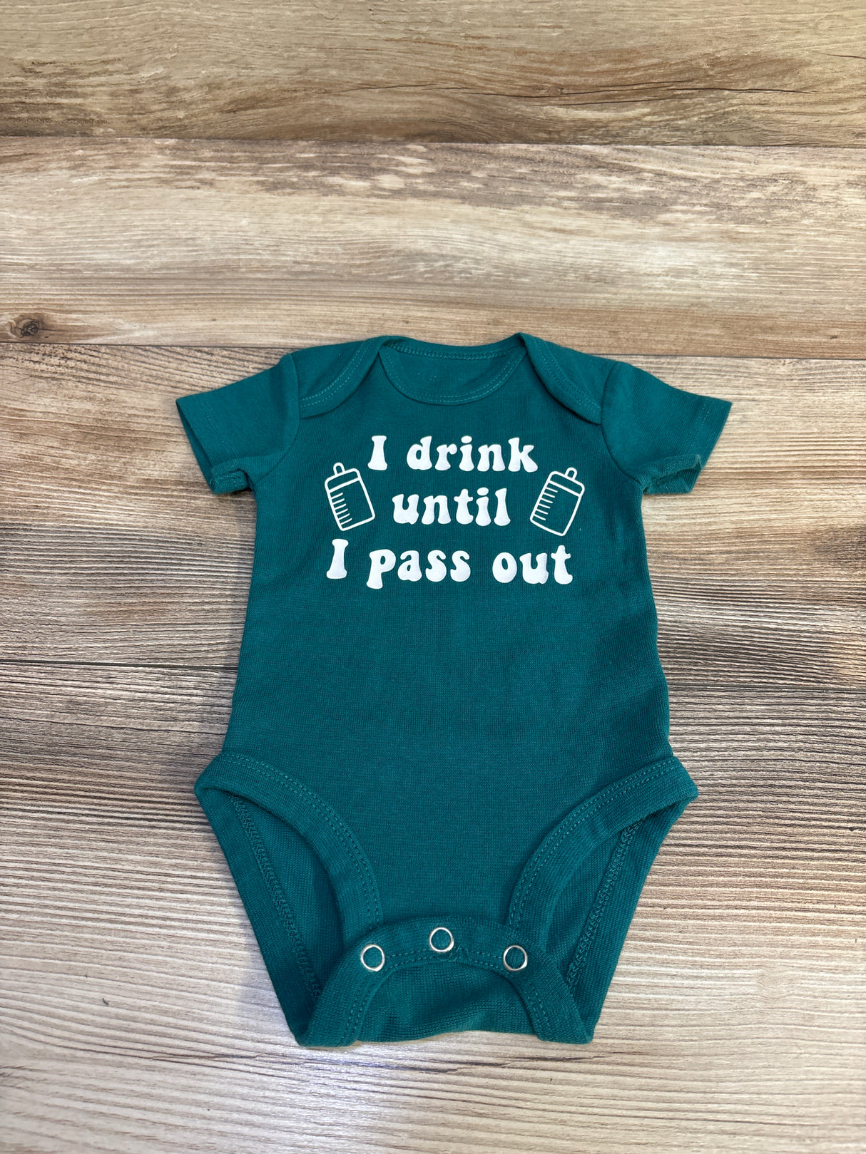 Hanes I Drink Until I Pass Out Bodysuit Green sz 0-6m