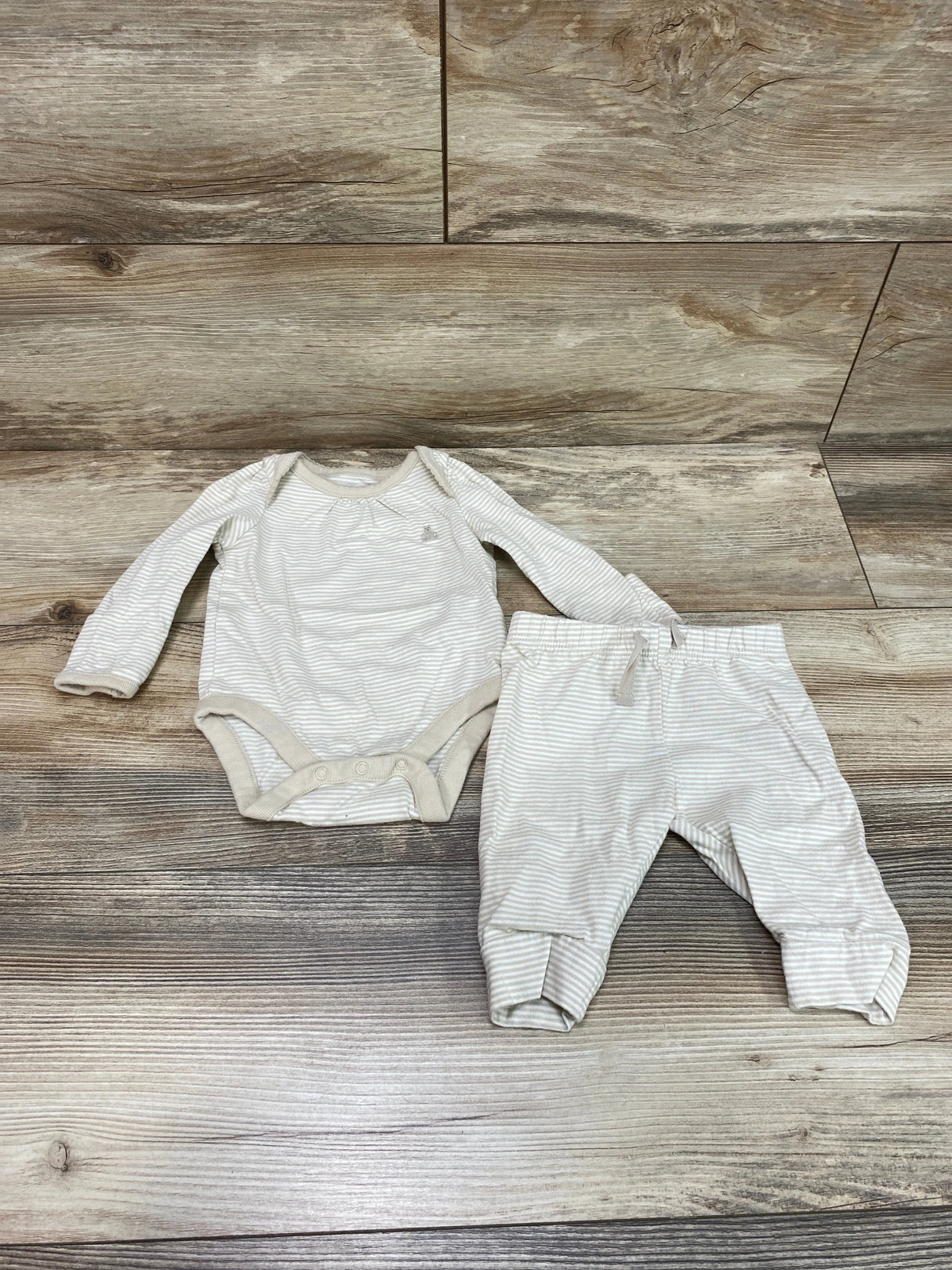 Baby Gap 2pc Striped Bodysuit & Pants Beige sz 0-3m