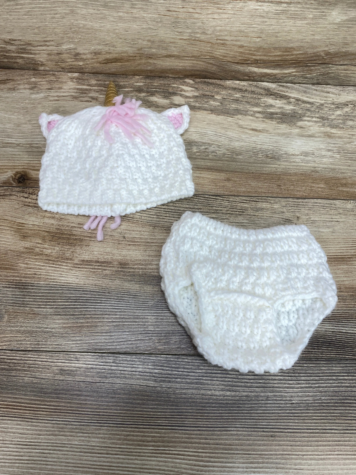 2Pc Unicorn Diaper Cover + Hat OSFM