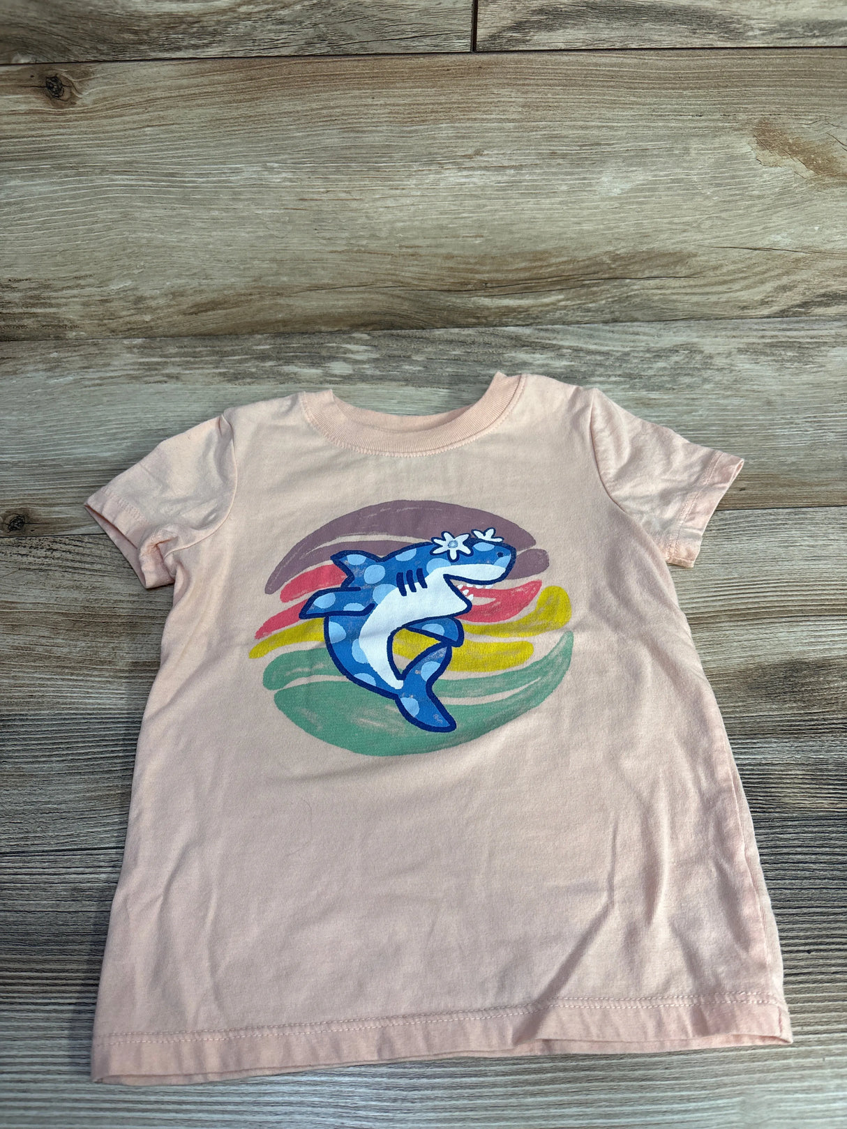 Cat & Jack Shark Shirt Peach sz 2T - Me n Mommy To Be