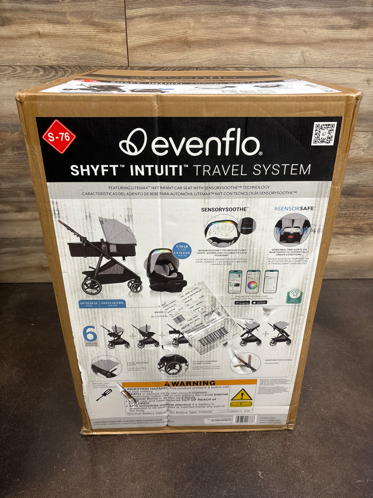 NEW Evenflo Shyft Intuiti Travel System w/ LiteMax NXT SensorySoothe Car Seat in Storm Grey