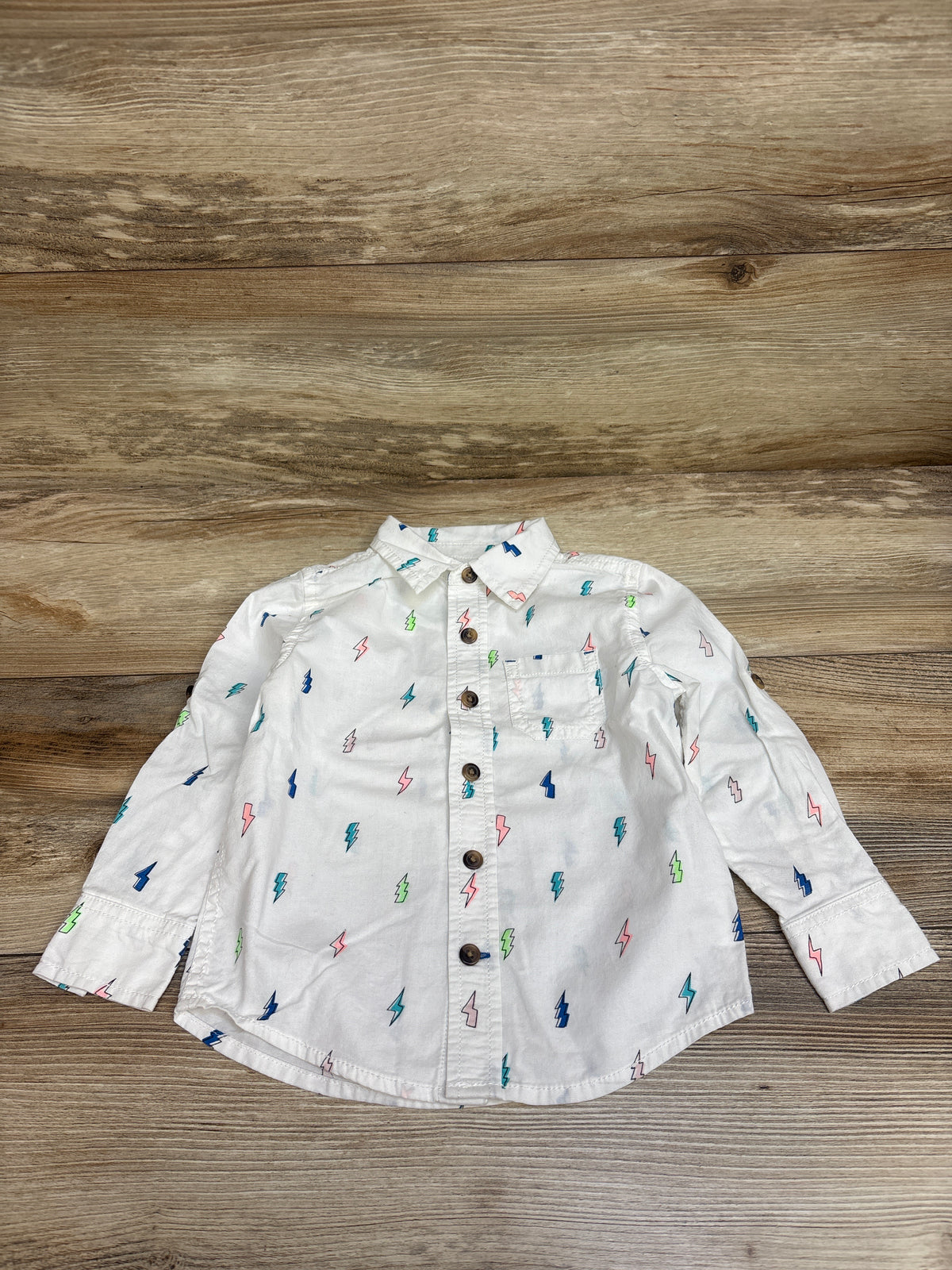 Okie Dokie Long Sleeve Button-Up Shirt White sz 2T
