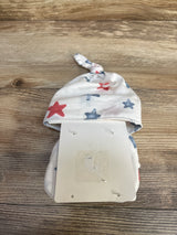 NEW Toby Patriotic Hat & Booties Set White sz 0-6m