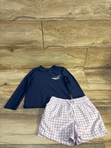 Just One You 2pc Rash Guard & Swim Trunks Set Navy sz 3T