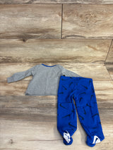 Nike 2pc Logo Long Sleeve & Footed Pants Set Grey sz 6m