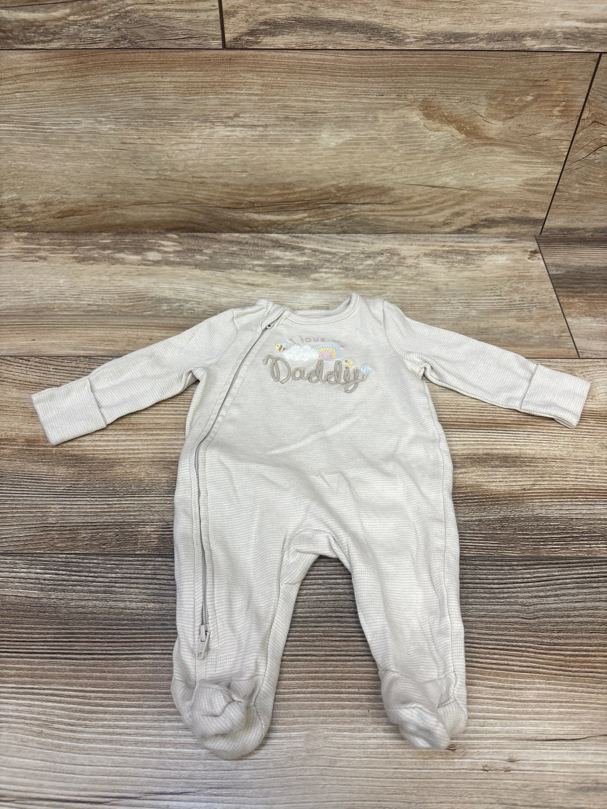 Fred & Flo I Love My Daddy Side Zip Sleeper Beige sz Newborn