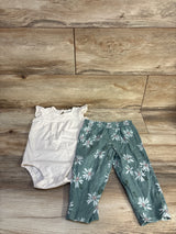 Carter's 2pc Lace Bodysuit & Floral Pants Set Cream sz 18m