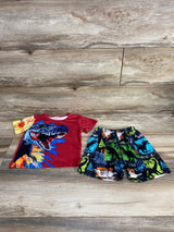 2pc Dino Shirt & Shorts Red sz 12-18m