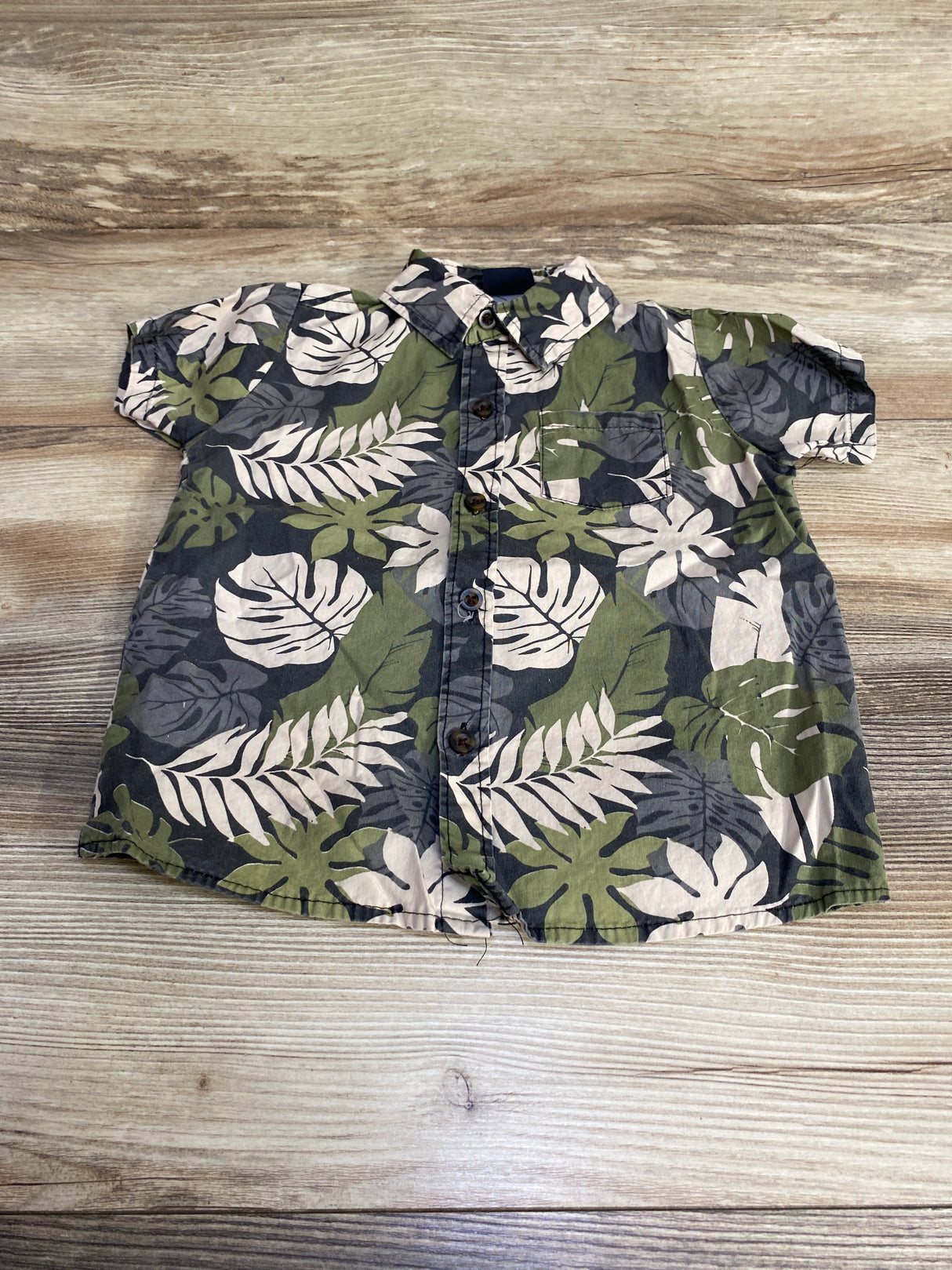 Little Rebels Tropical Button Up Shirt Green sz 4T