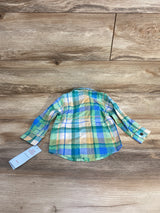 NEW Cat & Jack Plaid Button-Up Shirt Green sz 12m