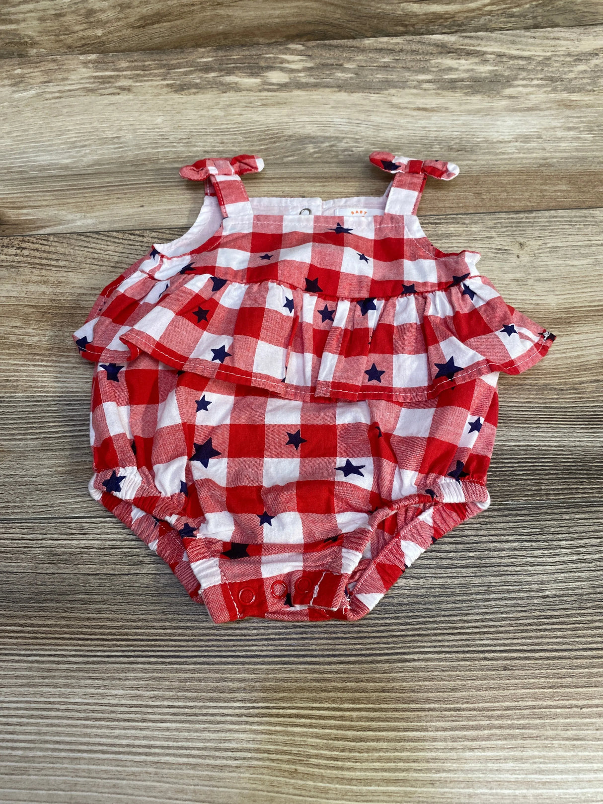 Cat & Jack Star Print Gingham Romper Red sz Newborn