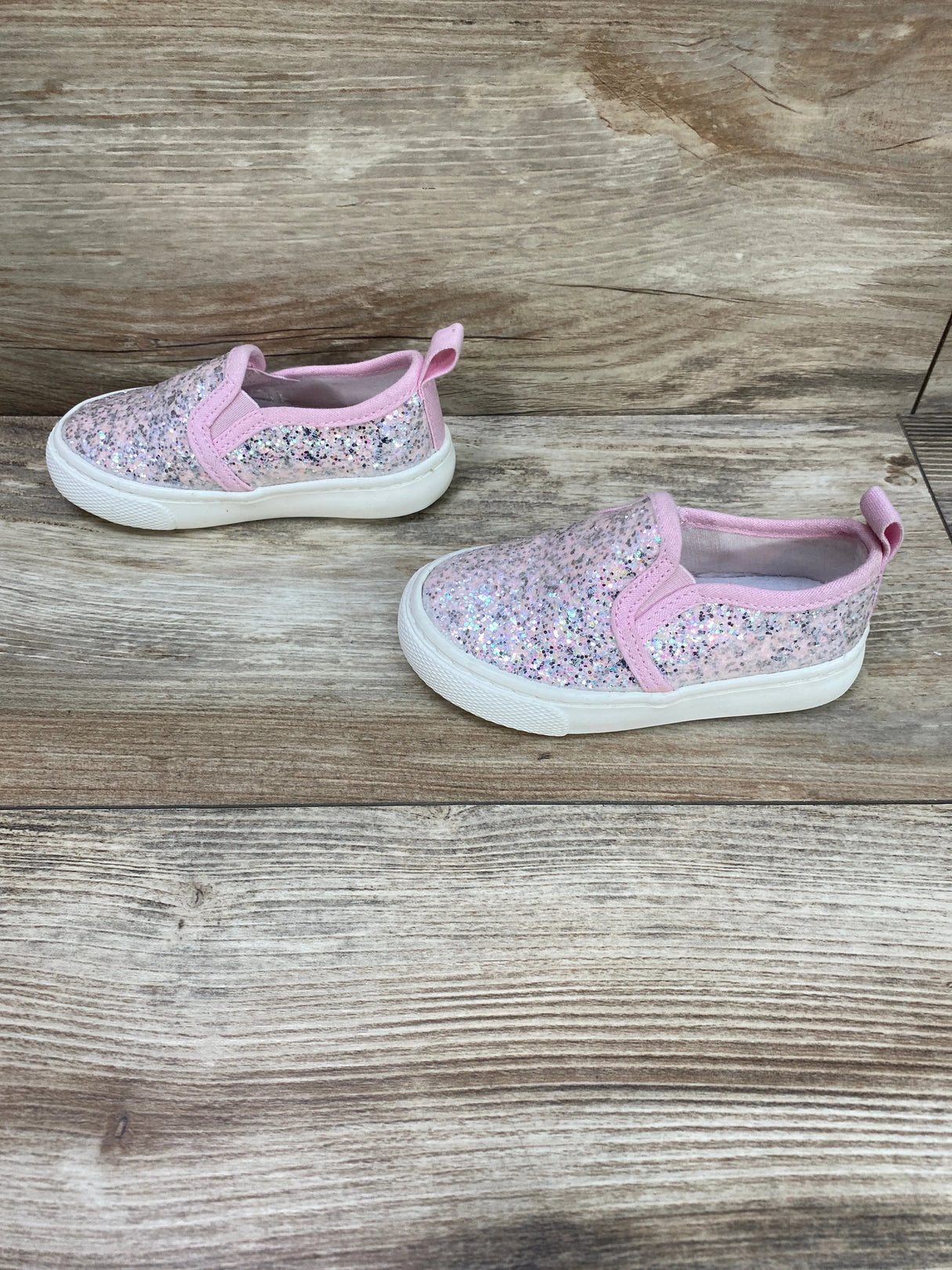 Cat & Jack Toddler Madigan Slip-On Glitter Sneakers Pink Sz 5c