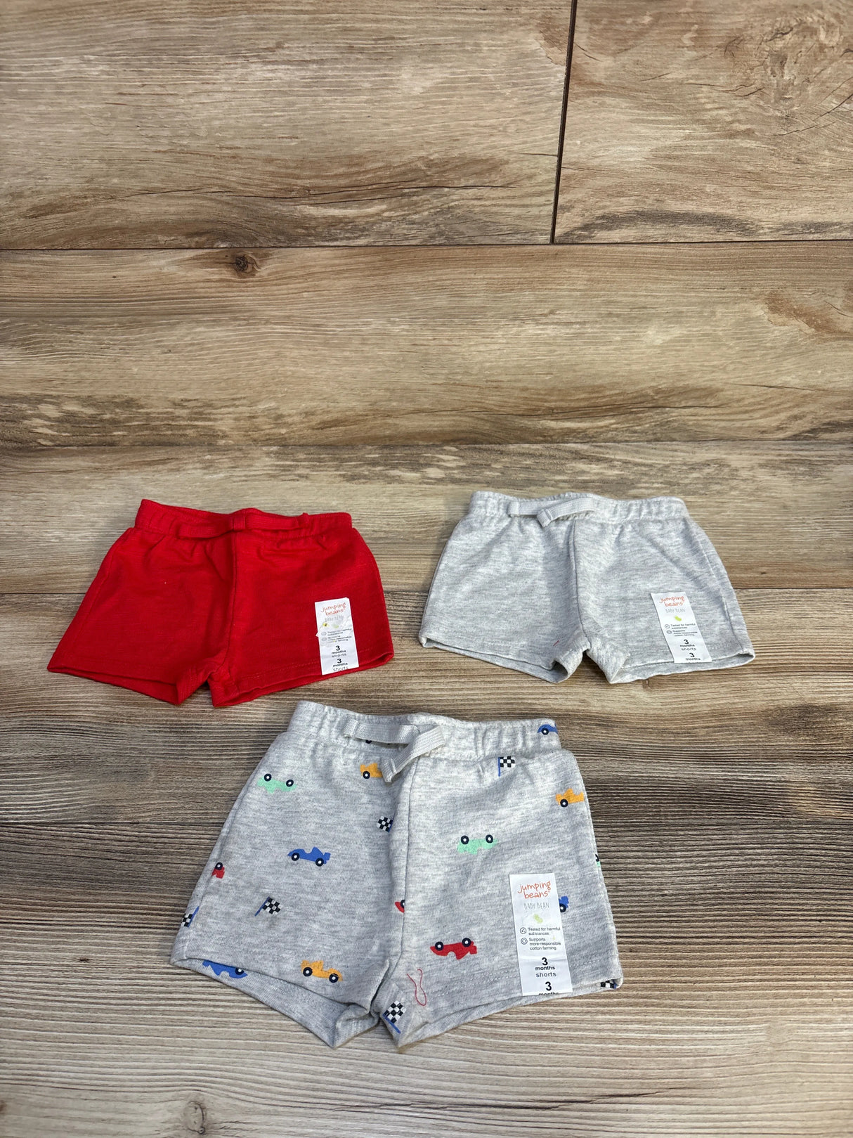 NEW Jumping Beans Drawstring Shorts 3pk Grey sz 3m