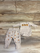 Rabbit + bear Organic 2pc Pumpkin Bodysuit & Pant Set Beige sz 0-3m