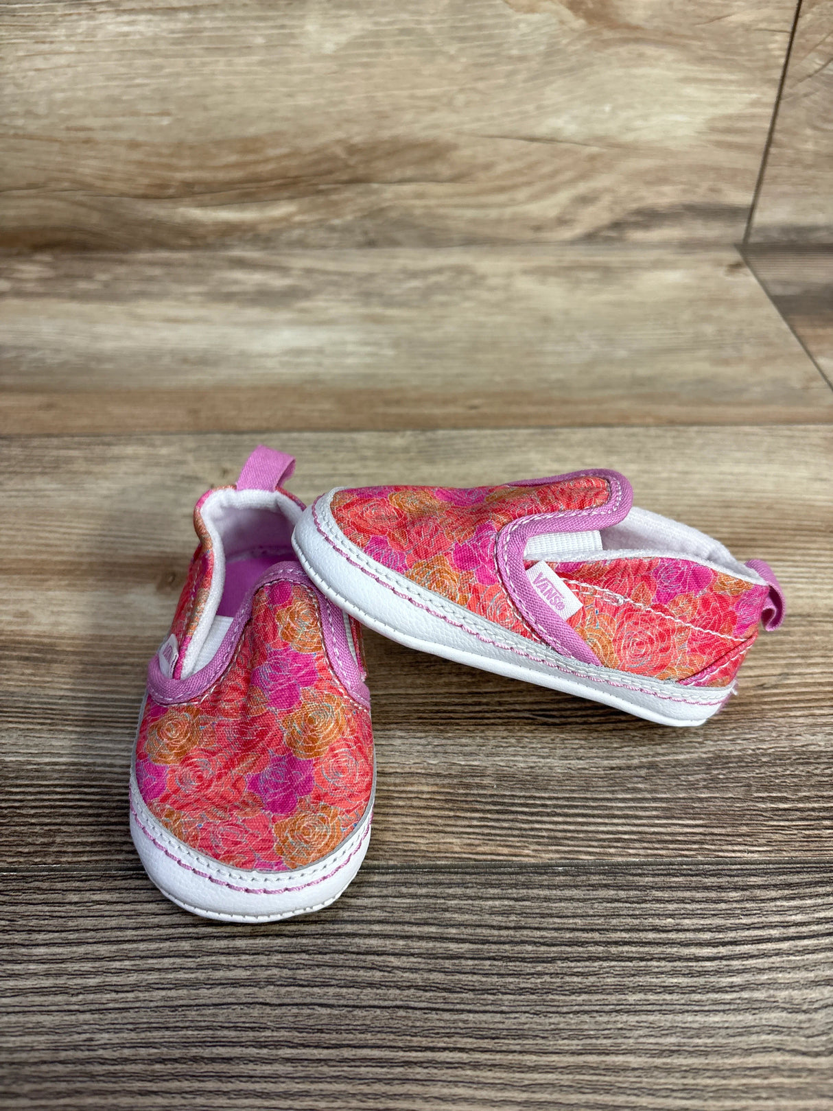 Vans Slip-On V Crib Shoes Floral Pink sz 3c
