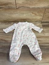 Little Me Floral Side Snap Ruffle Footed Coverall White sz 3m