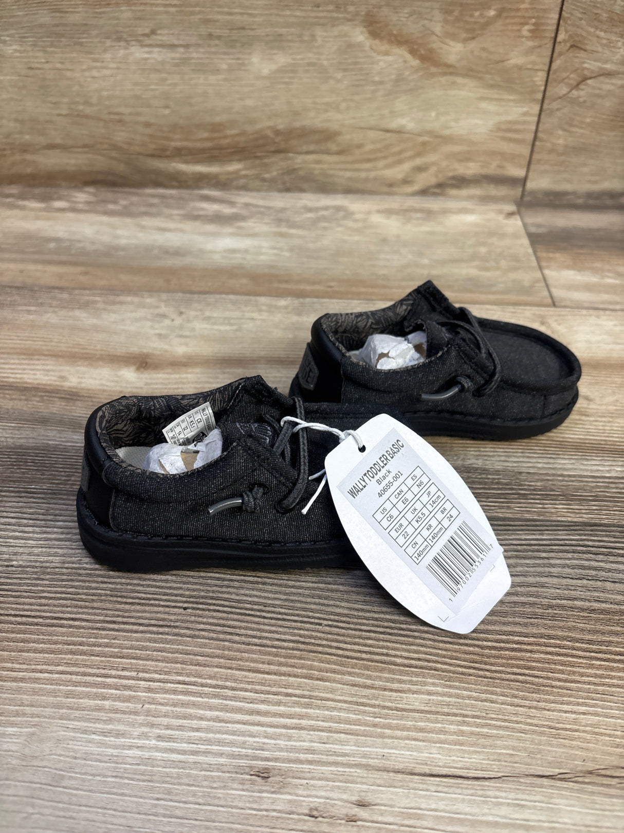 NEW Hey Dude Wally Basic Shoes Black sz 6c