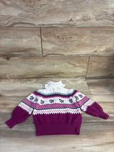 Janie & Jack Fair Isle Rose Sweater Burgundy sz 12-18m