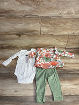 NEW Just One You 3pc Floral Shirt & Bottoms Set White sz 12m