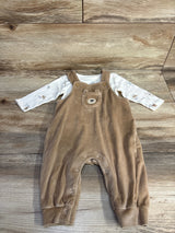 Carter's 2pc Velour Bear Overalls White sz 6m