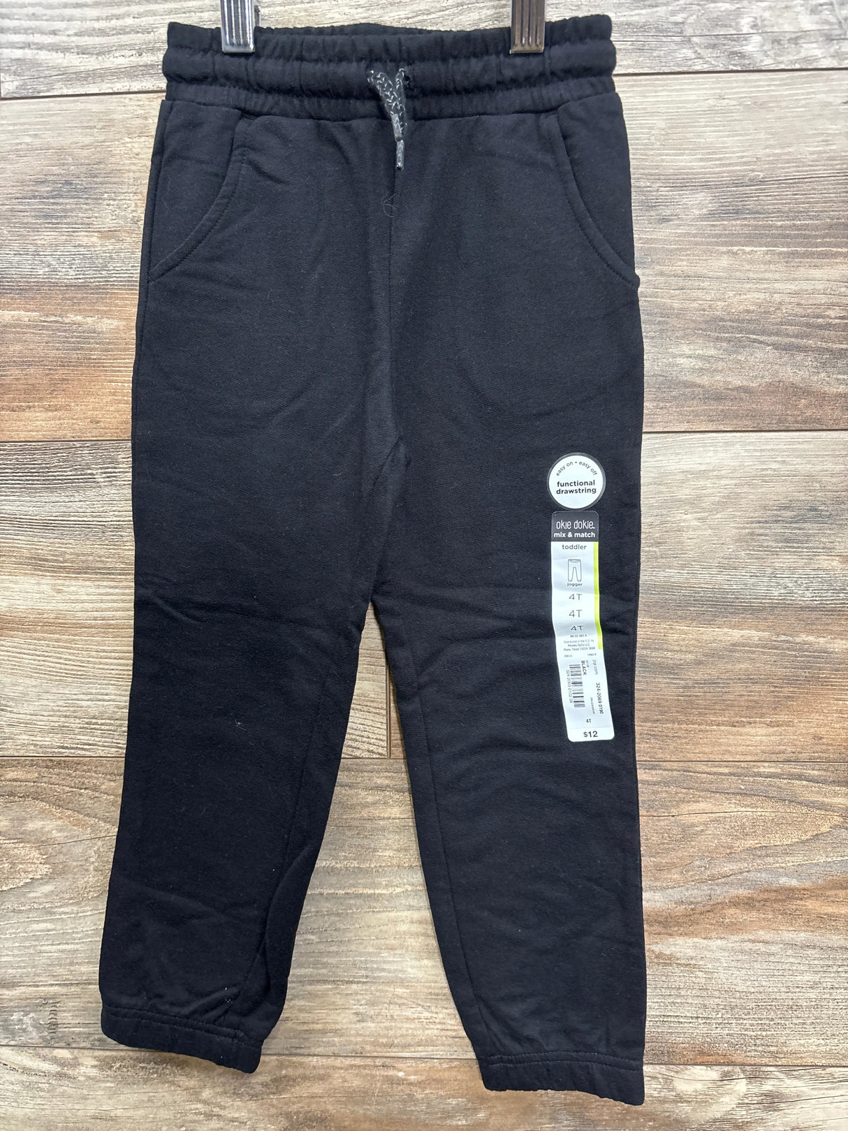 NEW Okie Dokie Black Drawstring Joggers sz 4T
