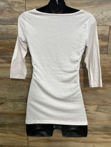 3/4 Sleeve Ruched Shirt White sz Small