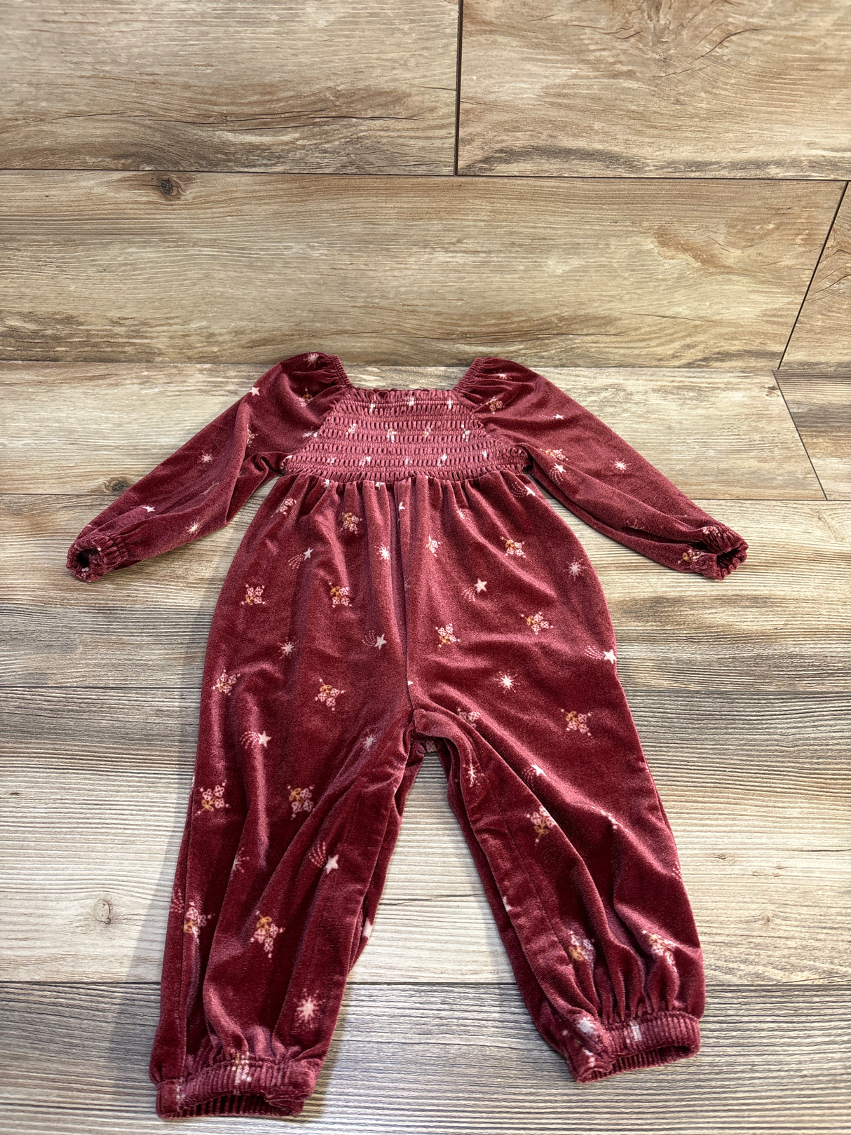 Old Navy Velvet Smocked Coverall Red sz 12-18m