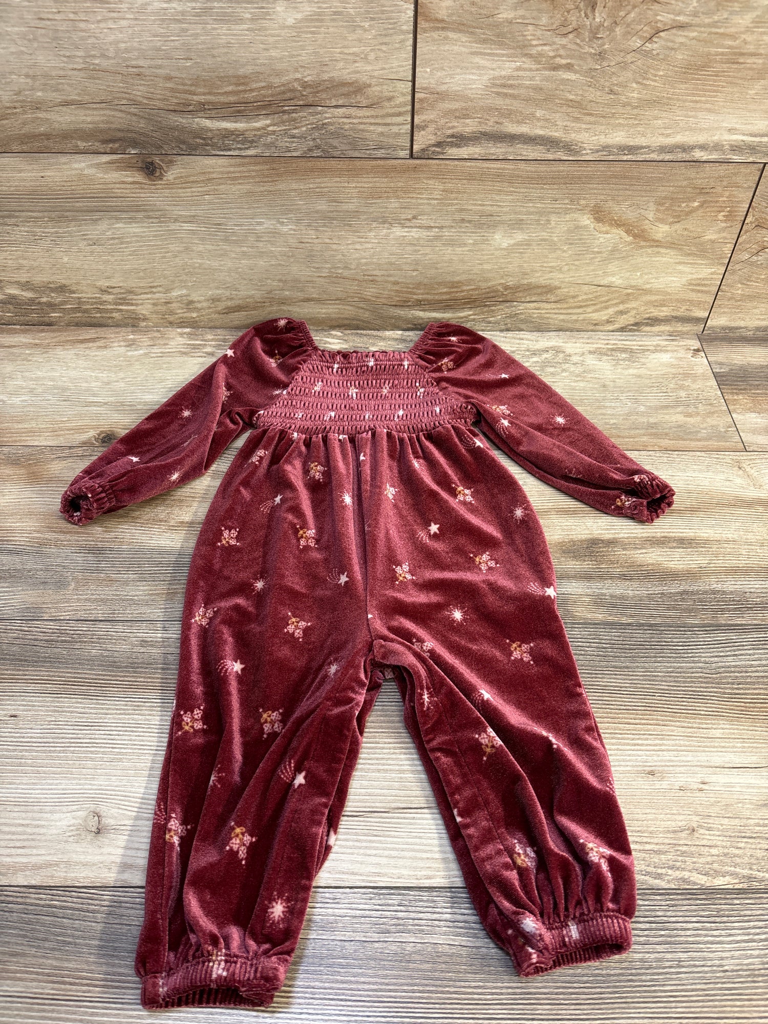 Old Navy Velvet Smocked Coverall Red sz 12-18m