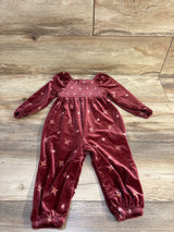 Old Navy Velvet Smocked Coverall Red sz 12-18m