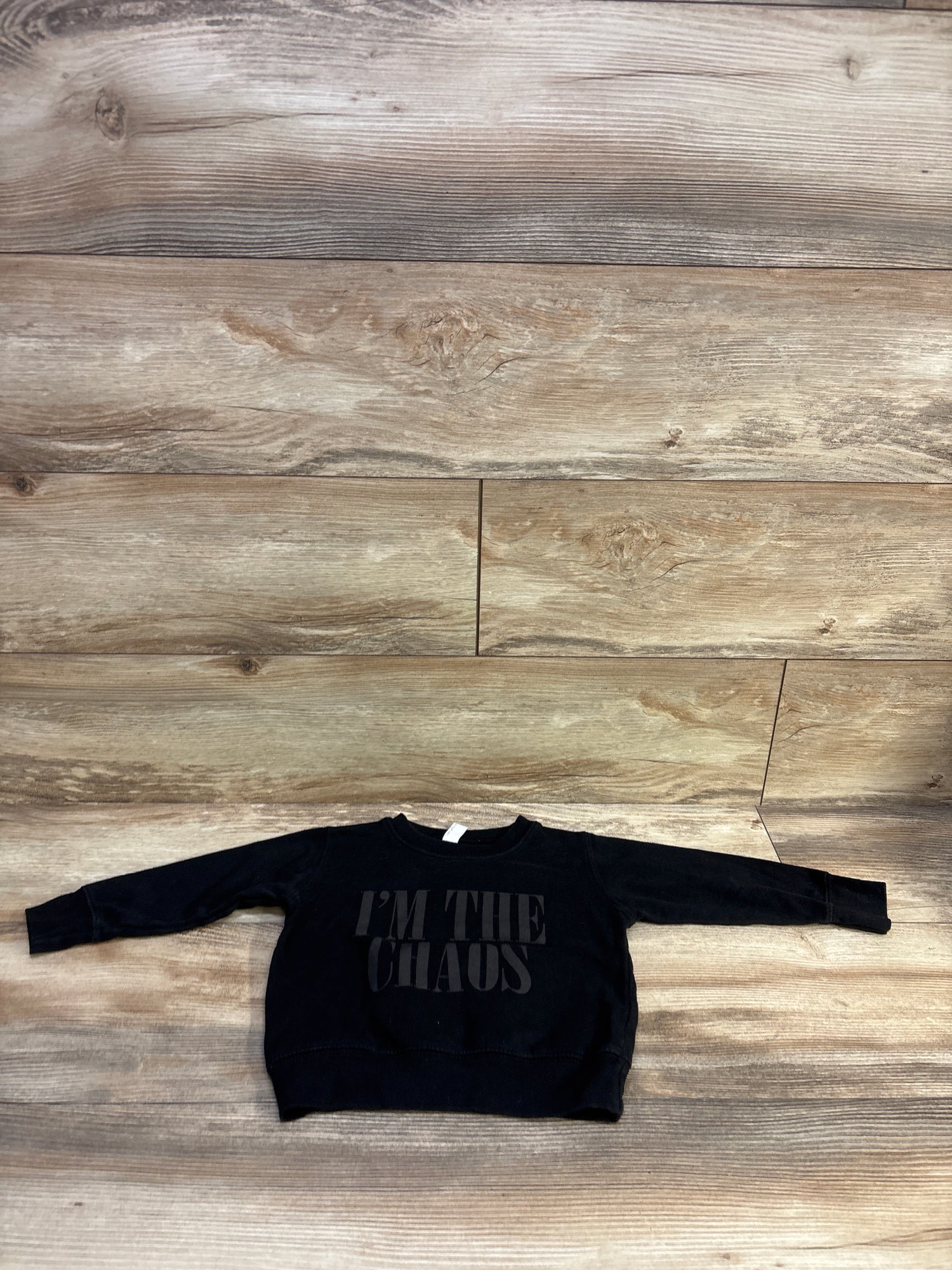 Rabbit Skins I'm The Chaos Pullover Sweatshirt Black sz 2T