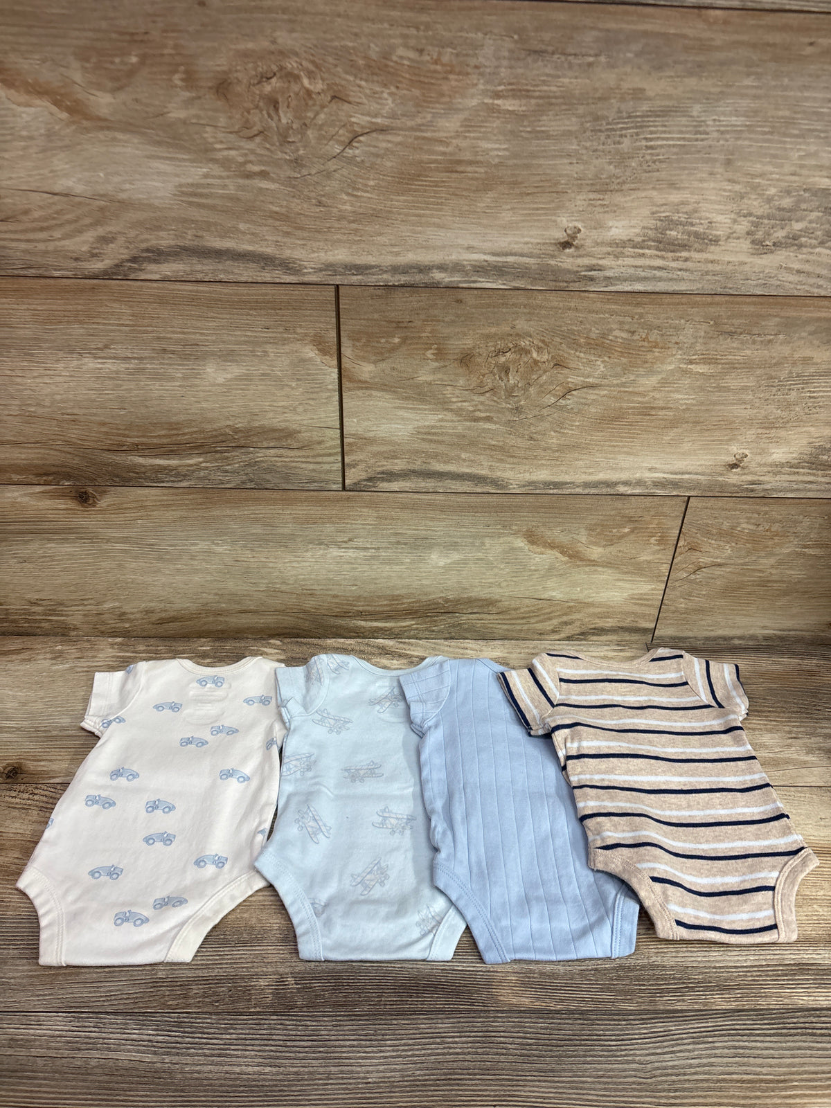 Member's Mark 4pk Organic Bodysuits Blue sz Newborn