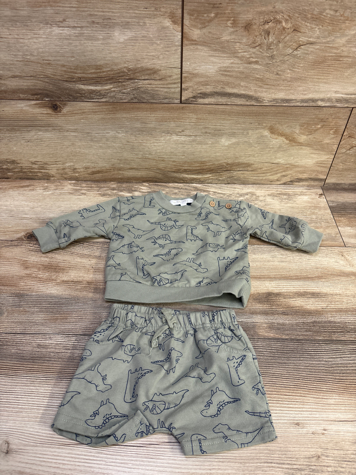 RZ by Rachel Zoe 2pc Dinosaur Sweatshirt & Shorts Set Green sz 3/6m