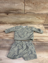 RZ by Rachel Zoe 2pc Dinosaur Sweatshirt & Shorts Set Green sz 3/6m