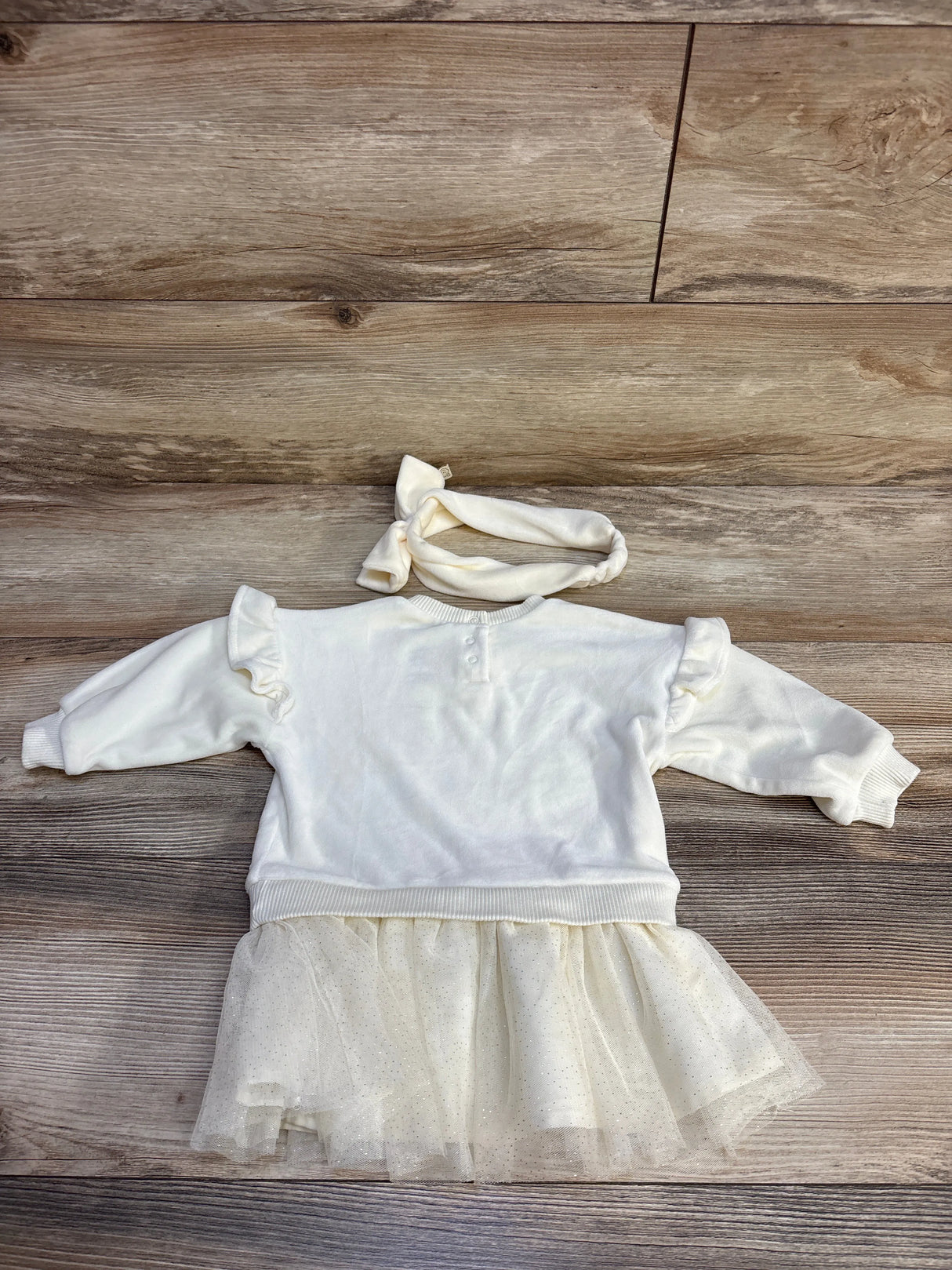 Disney Baby 2pc Winnie The Pooh Tutu Peplum Tunic & Headband Cream sz 12m