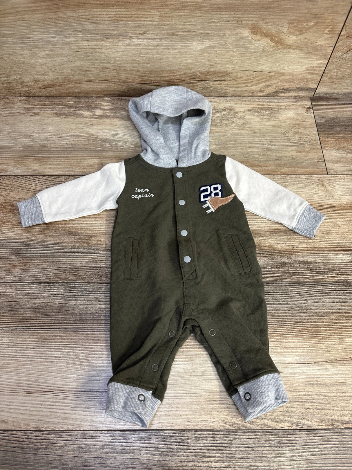 Carter's Raglan Varsity Hooded Coverall  White sz Newborn