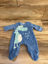 Terry Cloth Dinosaur Sleeper Blue sz Newborn