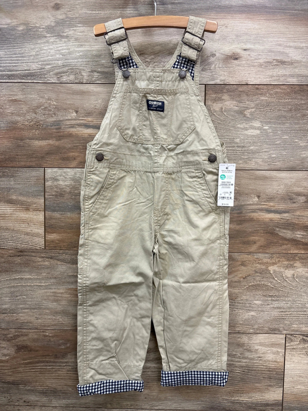 NEW Oshkosh Overalls Beige sz 4T - Me n Mommy To Be