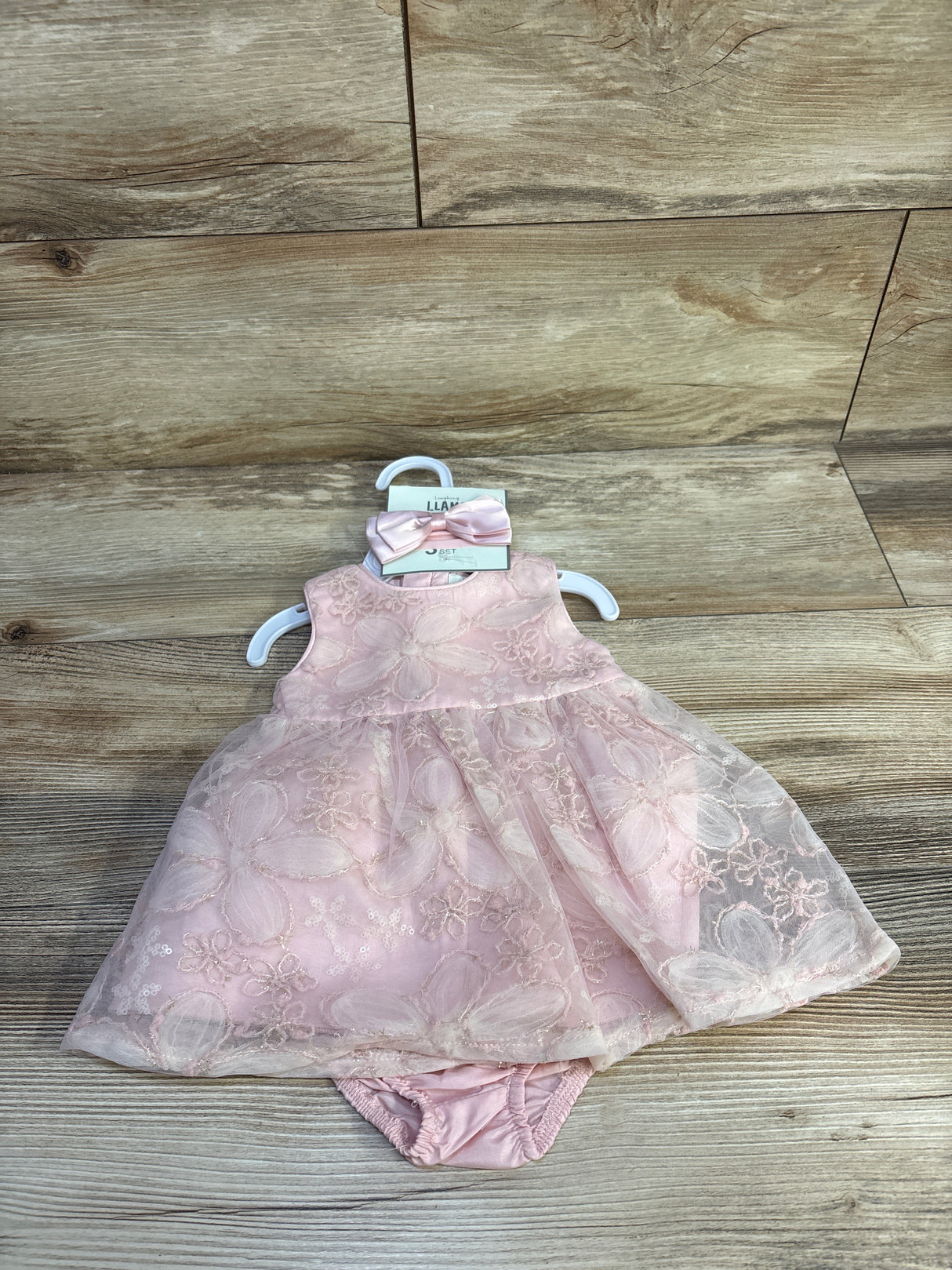 NEW Laughing Llama 3pc Dress Set Pink sz 3m
