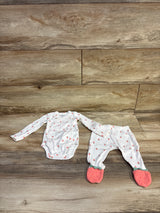 Just One You 2pc Strawberry Kimono Bodysuit & Footed Pants White sz 3m