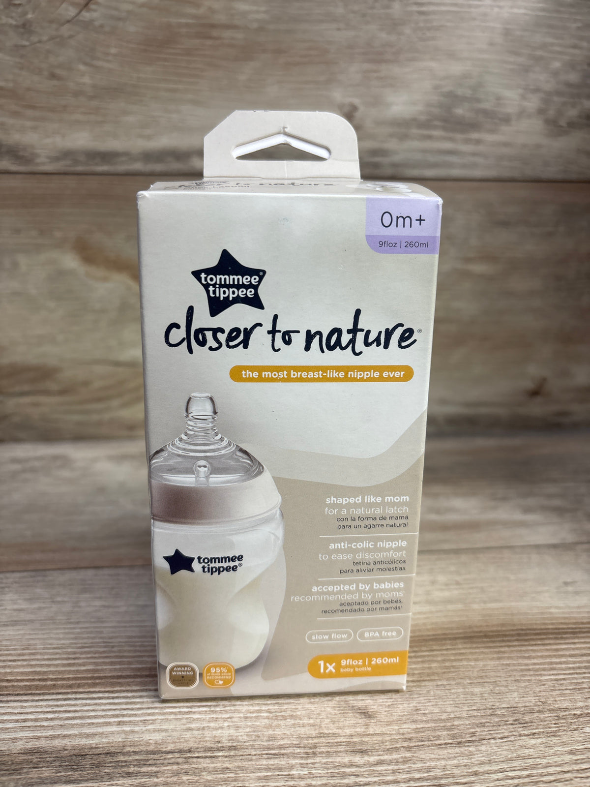 NEW Tommee Tippee Coser To Nature Bottle with Breast-Like Slow-Flow Nipple 9oz