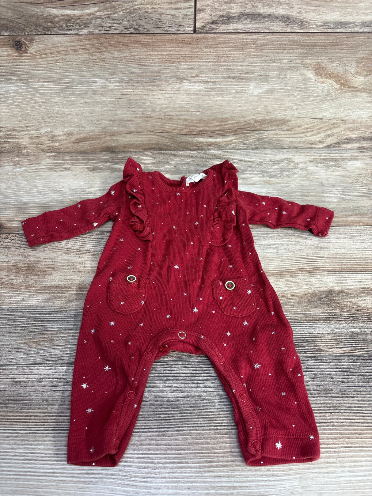 Jessica Simpson Ruffled Sparkle Coverall Burgundy sz 0-3m