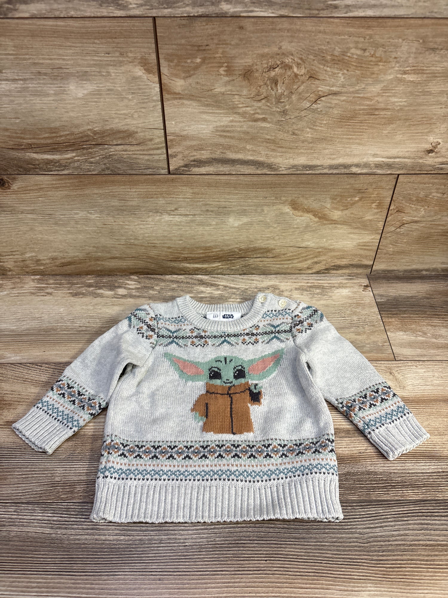 Baby Gap x Star Wars Fair Isle 'The Child' Sweater Grey sz 12-18m