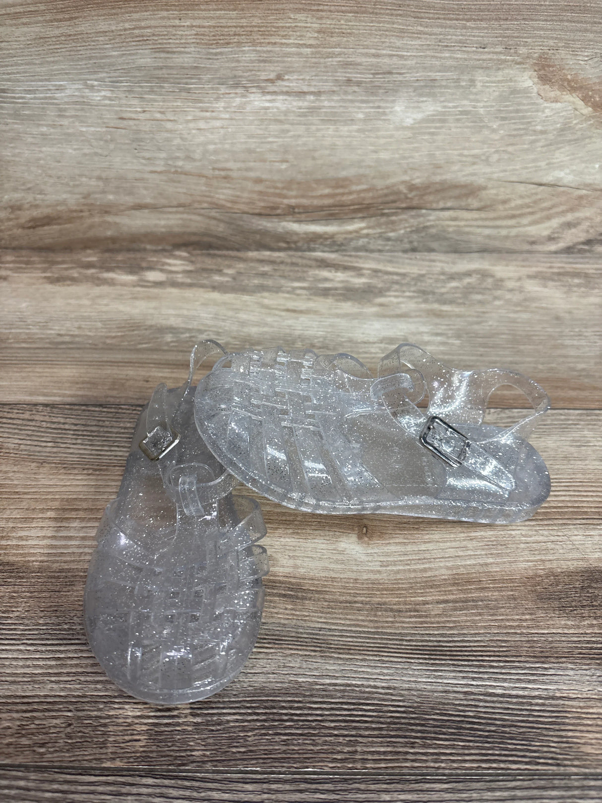 Kidsun Fisher Man Jelly Sandals Clear Glitter sz 9c