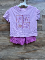NEW Cat & Jack 2pc Beach Grid T-Shirt & Shorts Set Lilac sz 4T